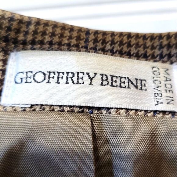 Geoffrey Beene Tan 100% Wool Three Button Men's Grandpa Suit Coat Blazer, 43R - Picture 4 of 5